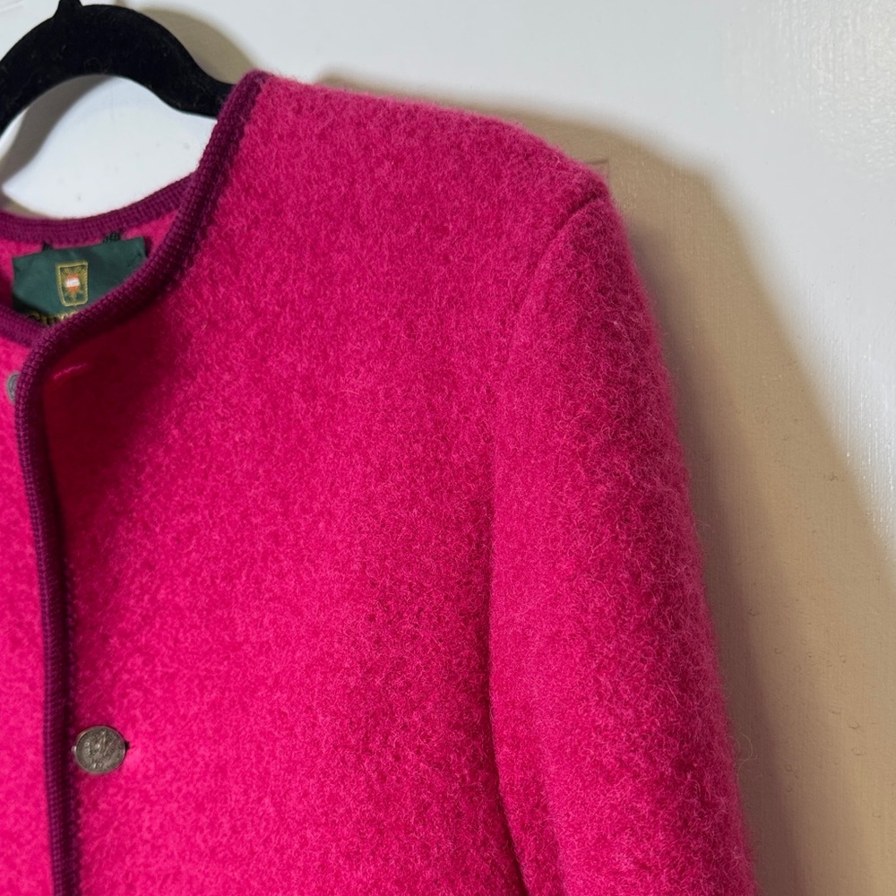 Vintage Giesswein Austrian Wool Jacket Pink Boiled Wool Made in Austria S/M - Picture 3 of 15
